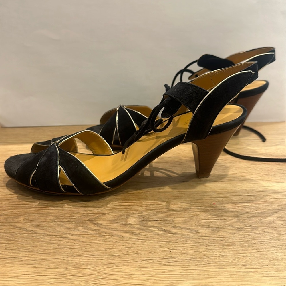 Sezane black and gold sandals